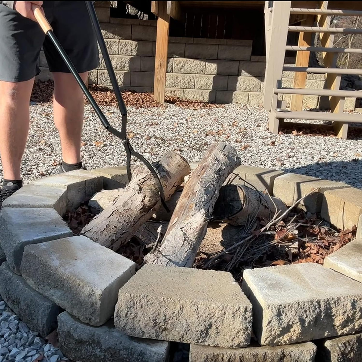 42" Fire Log Grabber & Fire Poker Set with Storage Bag, Portable Detachable