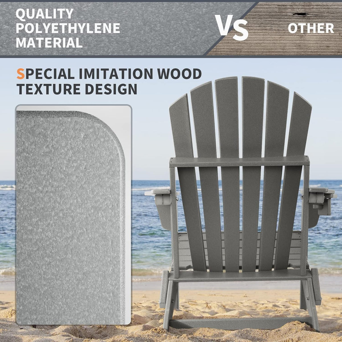FUNBERRY Oversized Adirondack Folding Chair Set of 4, Fire Pit Chair 400LBS