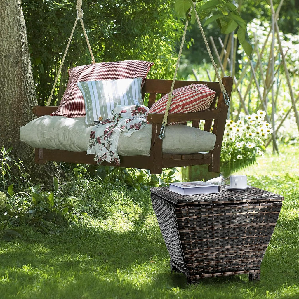 vingli outdoor side table with storage, 13-gallon patio shown in use