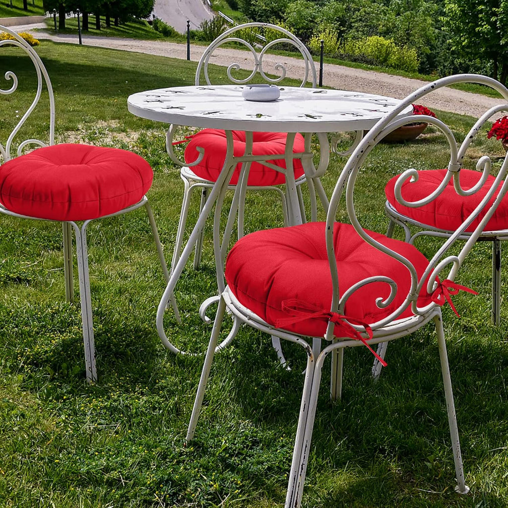 gueglsa outdoor tufted round cushions 15 inch, waterproof showing dimensions