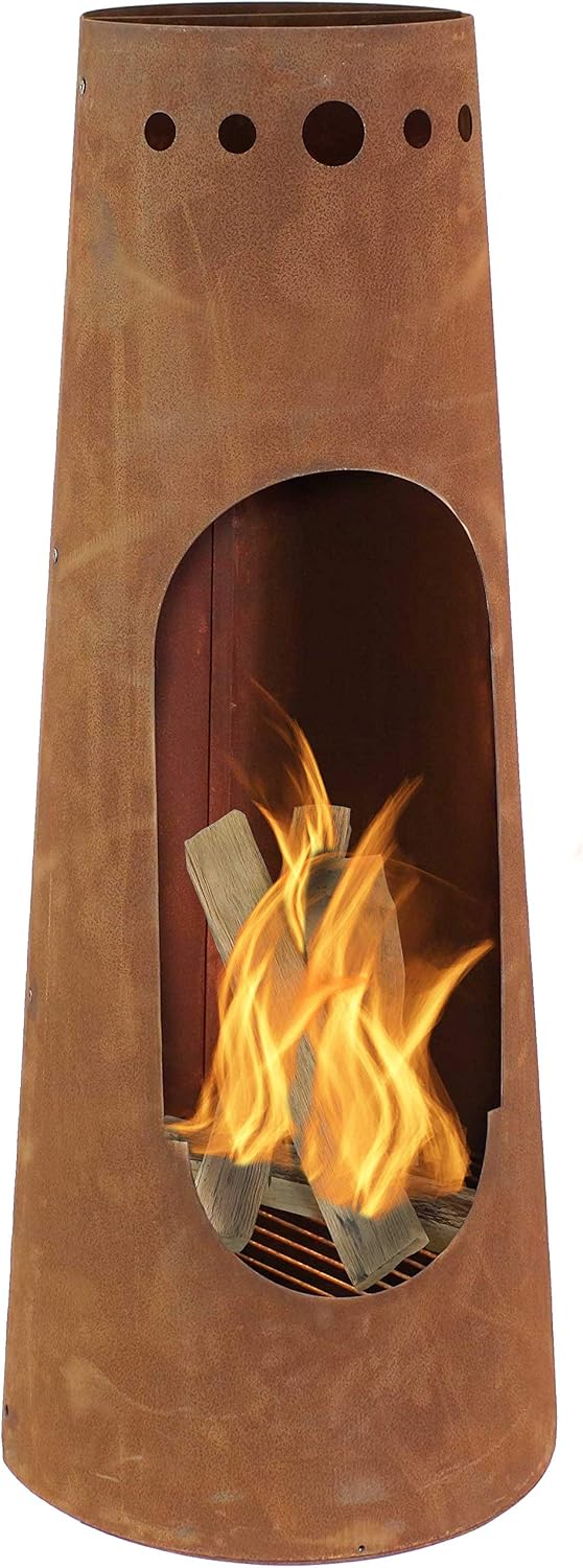Sunnydaze Santa Fe Large Wood Burning Chiminea Outdoor Fireplace, 50"