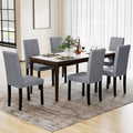 GOFLAME Upholstered Dining Chairs Set of 2, Fabric Kitchen Chairs with Padded Seat, Tilt Backrest, Rubber Wood Legs, Armless Side Chairs for Dining Room, Living Room, Restaurant, Light Gray