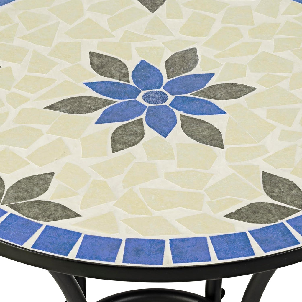 Alpine Corporation Blue and Beige Mosaic Bistro Set, 3-Piece