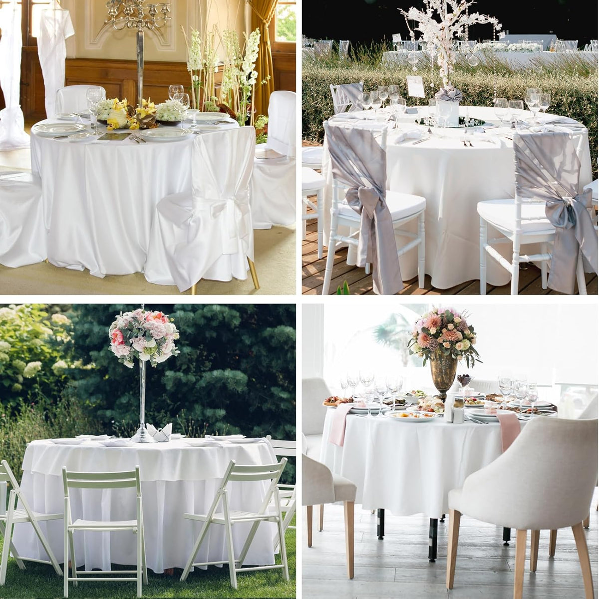 6 Pack White Round Tablecloths 120 Inch for Dining Tables