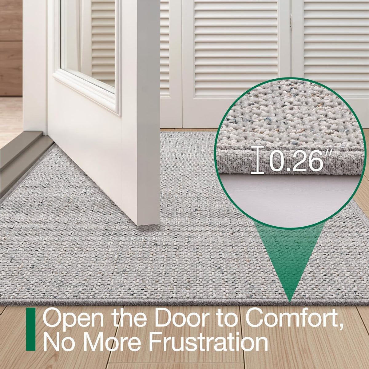 LUMI Thin Indoor Door Mat 24''x36'', Traps Dirt and Moisture, Non-Slip Rubber Backing Mats, Modern Inside Doormat for Home Entrance, Entryway, Patio & Porch, Light Gray