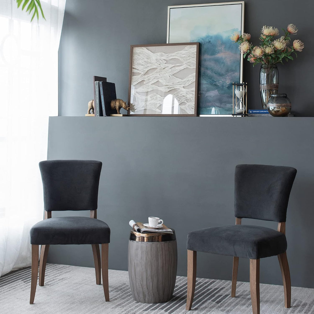 A&B Home Wave Pattern Stool - Drum Shape Ceramic Stool, Decorative Multipurpose Side Table, Living Room Bedroom Accent Table Plant Stand, 13" x 13" x 18"