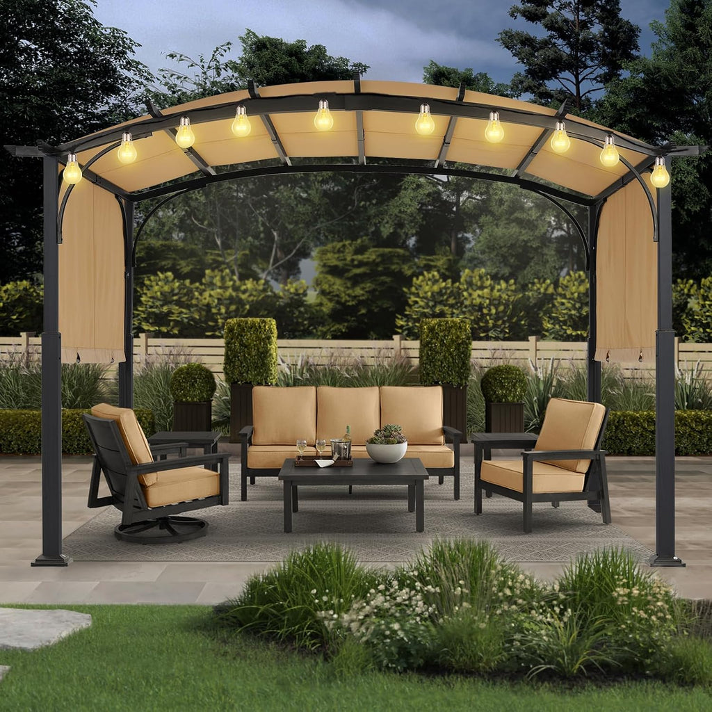 mastercanopy 10x10 ft heavy duty pergola with sun on a desk or shelf