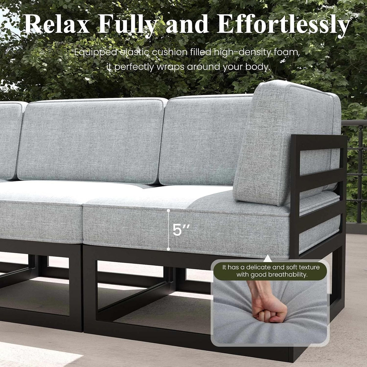 LayinSun Large Aluminum Patio Furniture Set with Fire Pit Table