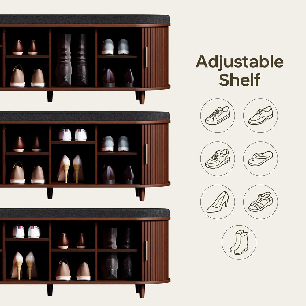 DHH 2-Tier Storage Bench,Wide Shoe Bench with Thickened Padded Seat Cushion, ...