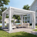 MELLCOM 10x12 Louvered Pergola Adjustable Roof w/Curtains & Mesh