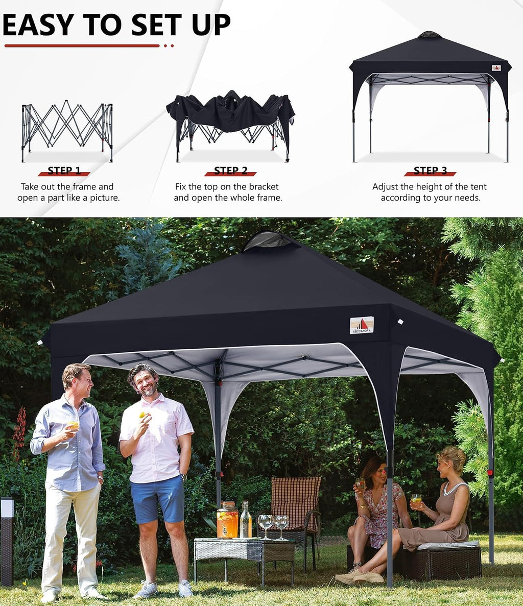 ABCCANOPY 10x10 Pop up Canopy Tent Instant Outdoor Shelter, Black