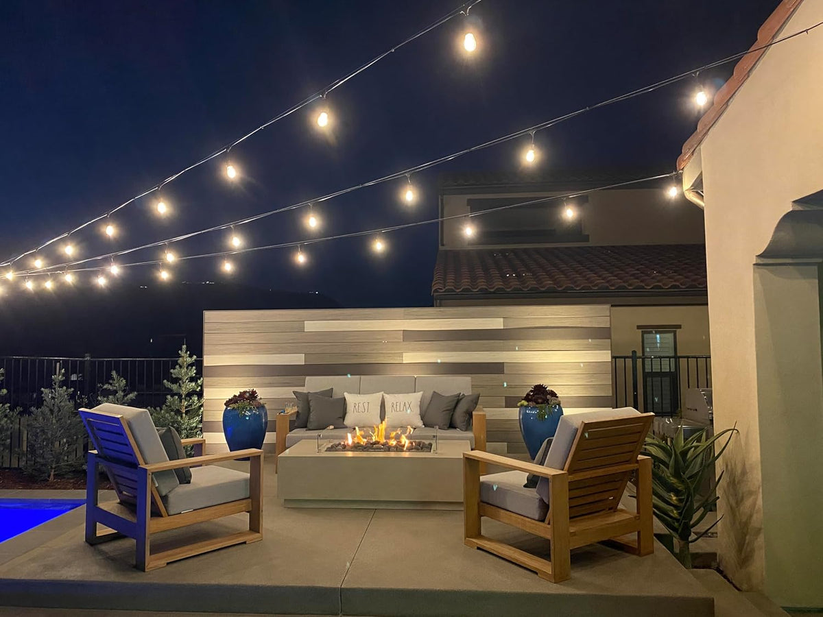 Brightech Ambience Pro LED Outdoor String Lights - Commercial Grade Waterproof Patio Lights with 48 Ft Dimmable Edison Bulbs, Porch String Lights for Patio, Backyard - 15 Bulbs 2W Soft White