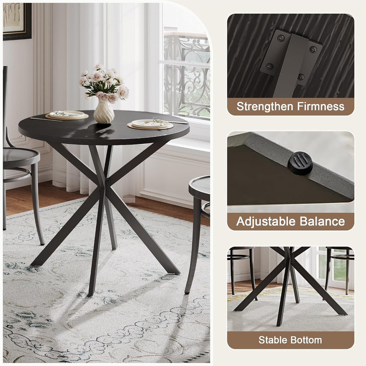 ChooChoo 31.5 Inch Round Dining Table for 2