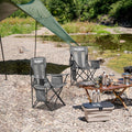 Nazhura 2 Pack Outdoor Camping Chairs Folding/Foldable/Portable with Cooler Pouch, Mesh Backrest and Cup Holder Pocket (Grey, Metal, 2 Pack)