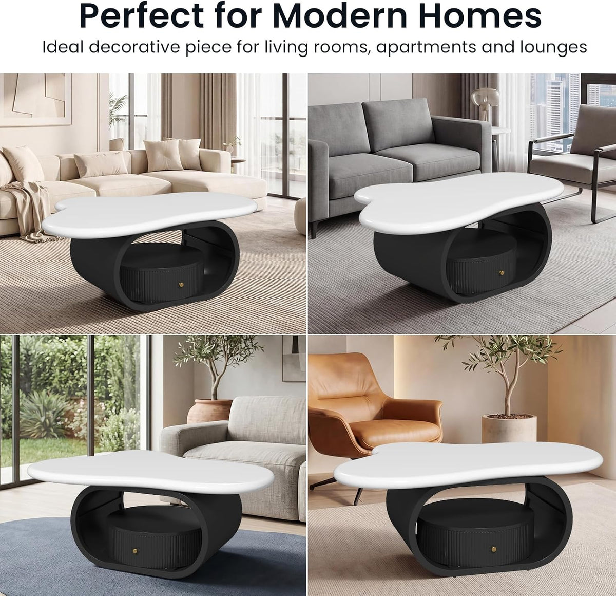 COSVALVE Cloud Coffee Table with Storage Drawer, Side Table for Living Room