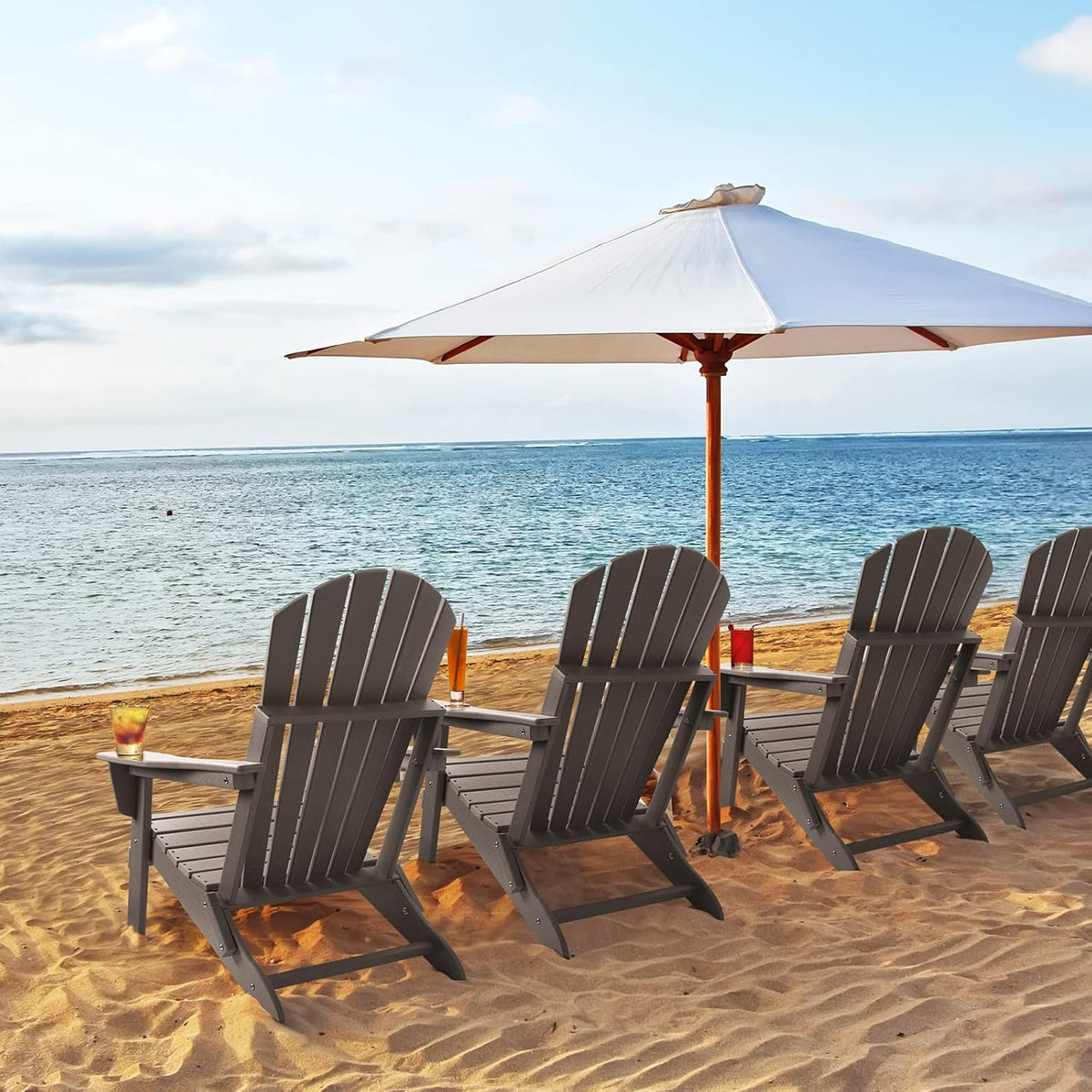 FUNBERRY Oversized Adirondack Folding Chair Set of 4, Fire Pit Chair 400LBS