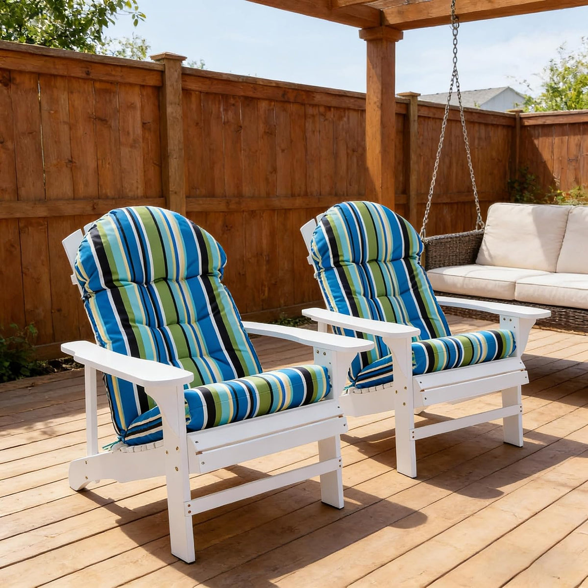 Enipate Weather Resistant Adirondack Chair Cushions High Back Indoor Outdoor Patio Tufted Thicken Lounge Cushion Seat Pads