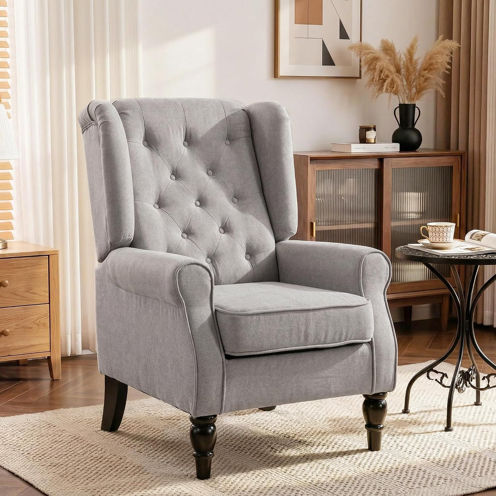 HOMCOM Mid-Century Modern Accent Chair, High Wingback Armchair, Gray