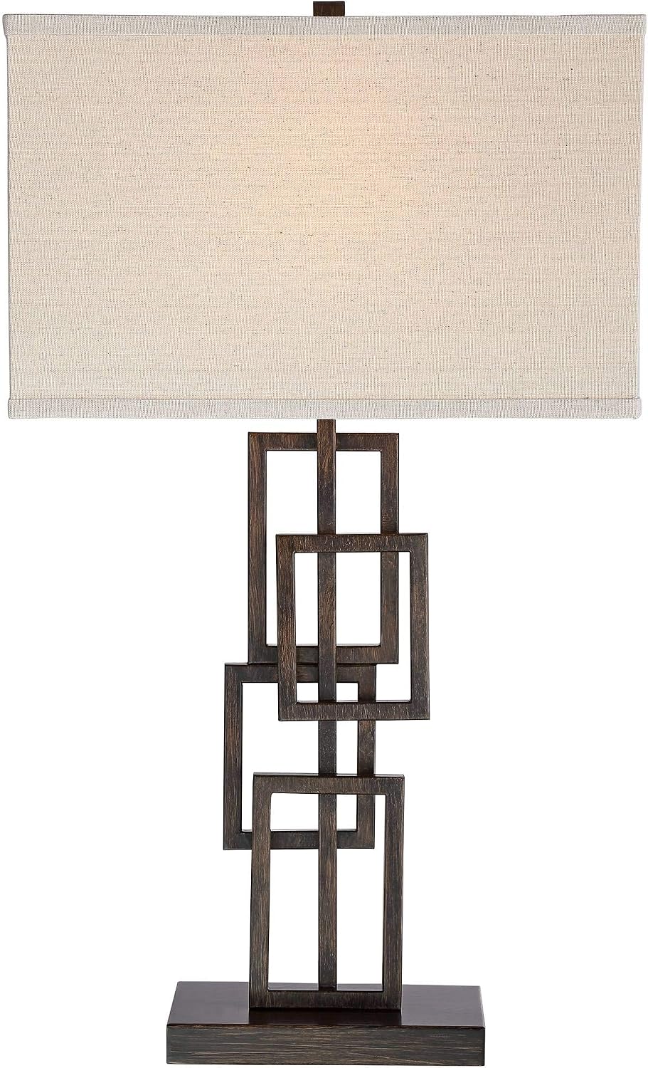 Kory 26 1/2" Tall Table Lamp Bronze Brown Rectangles Geometric Modern Dark