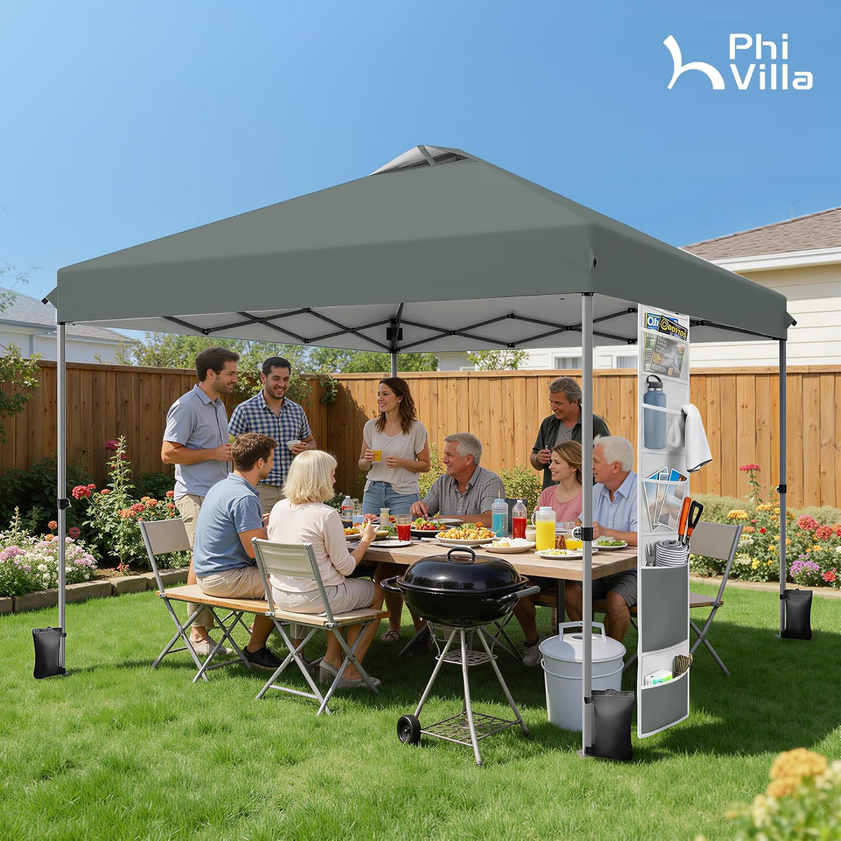 PHI VILLA 10x10 Pop up Canopy Tent, One Push Easy Set Instant Shade Tents