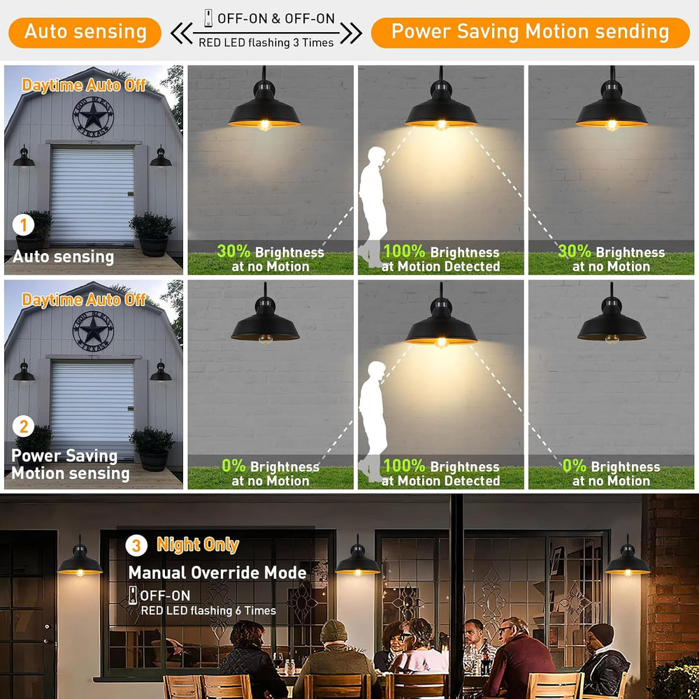 12.4'' Motion Sensor Outdoor Barn Lights, Dusk to Dawn Outdoor Lighti...