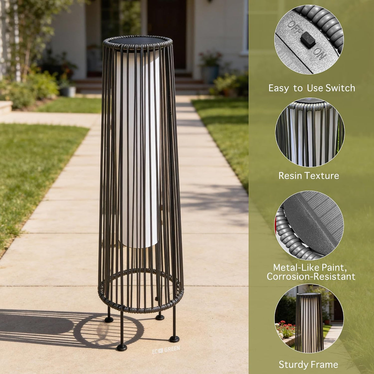 EcoGreen Solar Lights Outdoor Waterproof, Solar Floor lamp for Patio