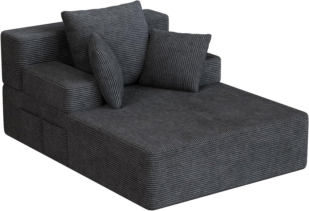 79.5" Oversized Boneless Chaise Lounge, Chaise Lounge Chair Indoor, Black