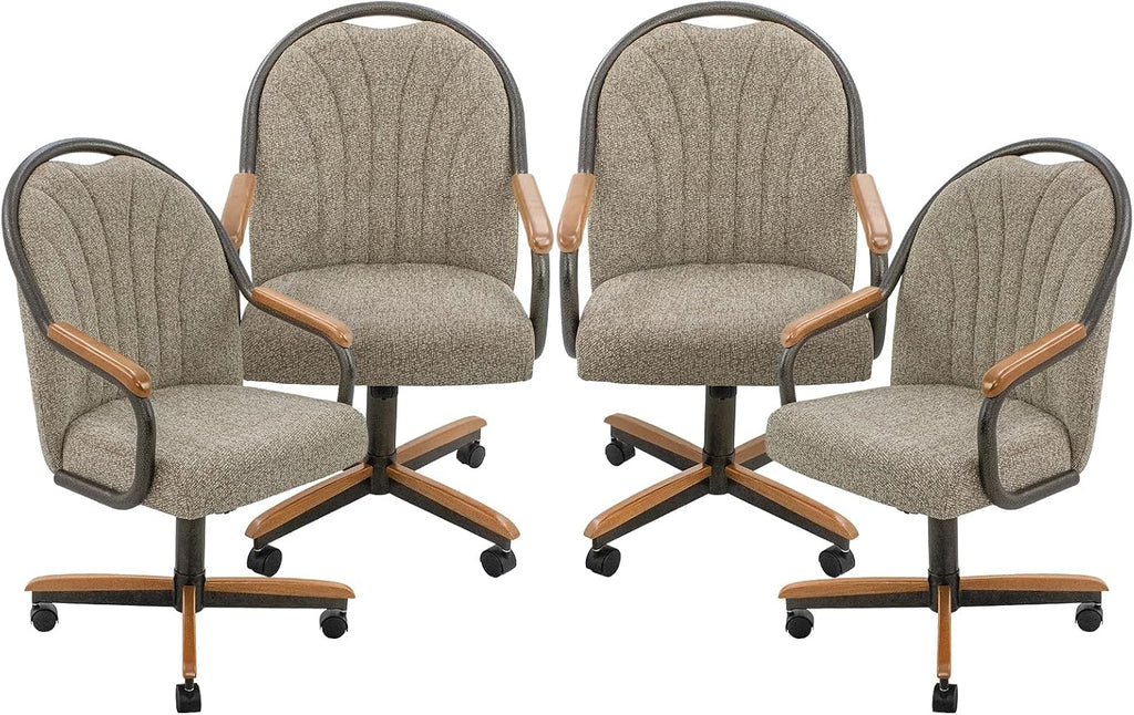 Chromcraft D7775 4pc Swivel Tilt Kitchen Dining Chair - Bronze-Chestnut