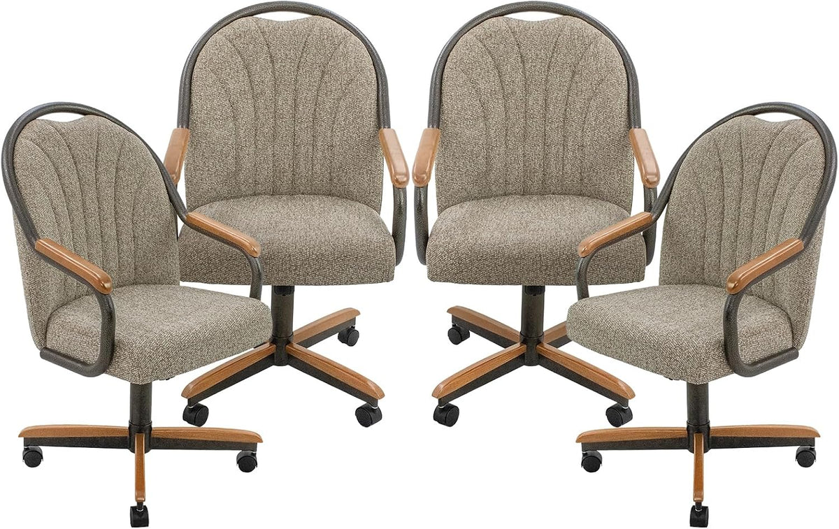 Chromcraft D7775 4pc Swivel Tilt Kitchen Dining Chair - Bronze-Chestnut