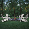 Folding Adirondack Chair, HDPE, 2 Cup Holders, White