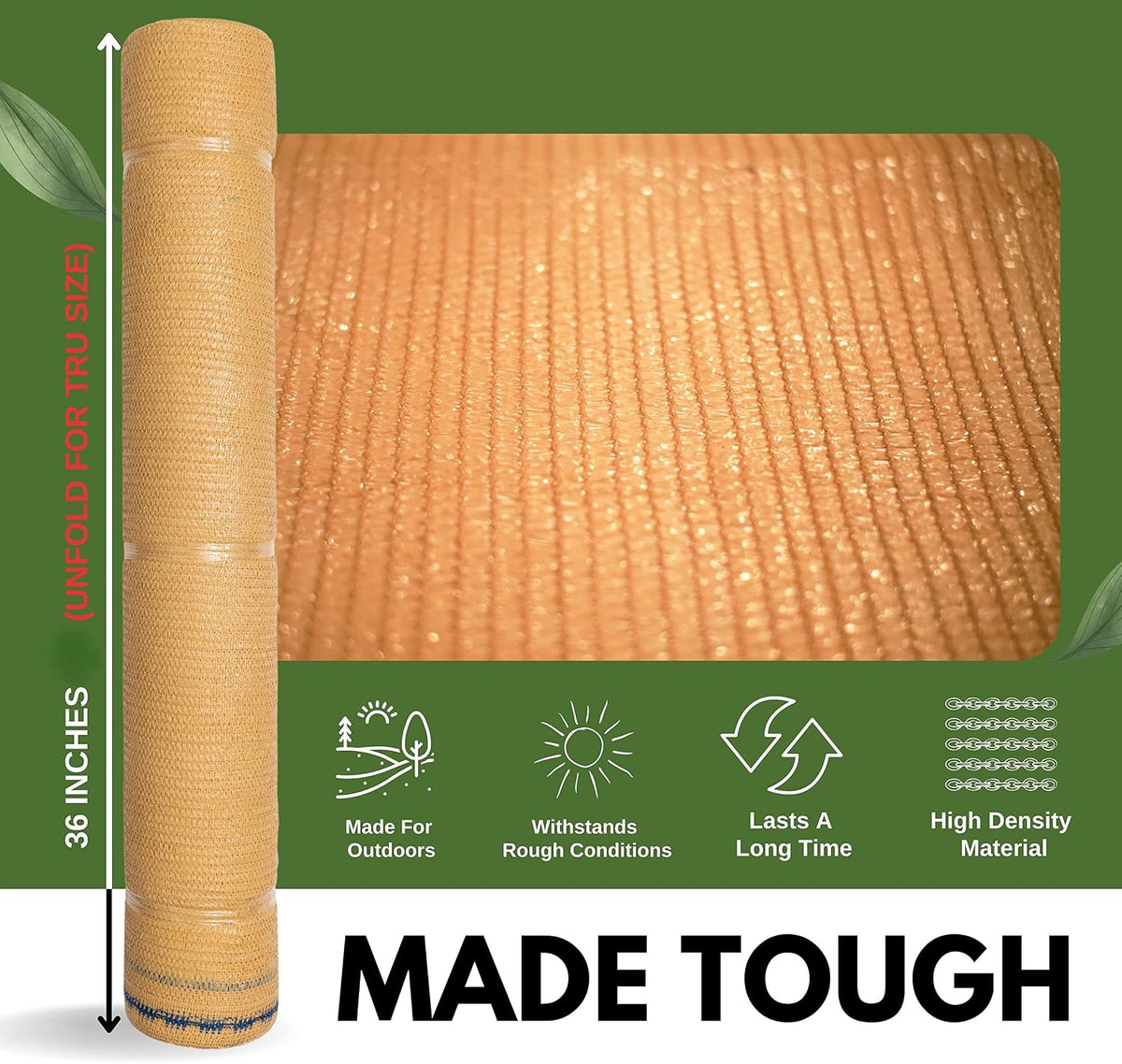 5'10"x100 ft 60% Eyelets Shade Cloth Roll