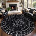 SERISSA 8ft Washable Non-Slip Boho Round Area Rug for Bedroom