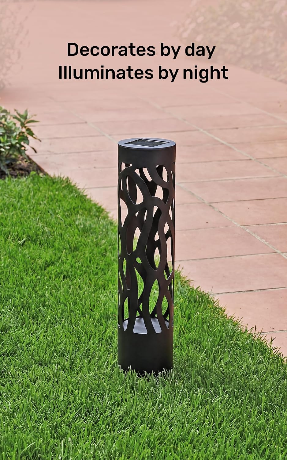 Home Zone Living Secure Solar Bollard Pathway Lights, 4-Pack, Black, 4"x16"