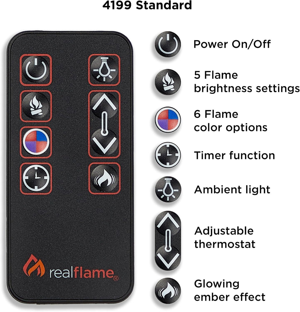 Real Flame Chateau 41" Corner Electric Fireplace with Mantel for Living Room or Bedroom, Replaceable Fireplace Insert Heater, Realistic Log and Flame Effect, Remote Control, Timer.