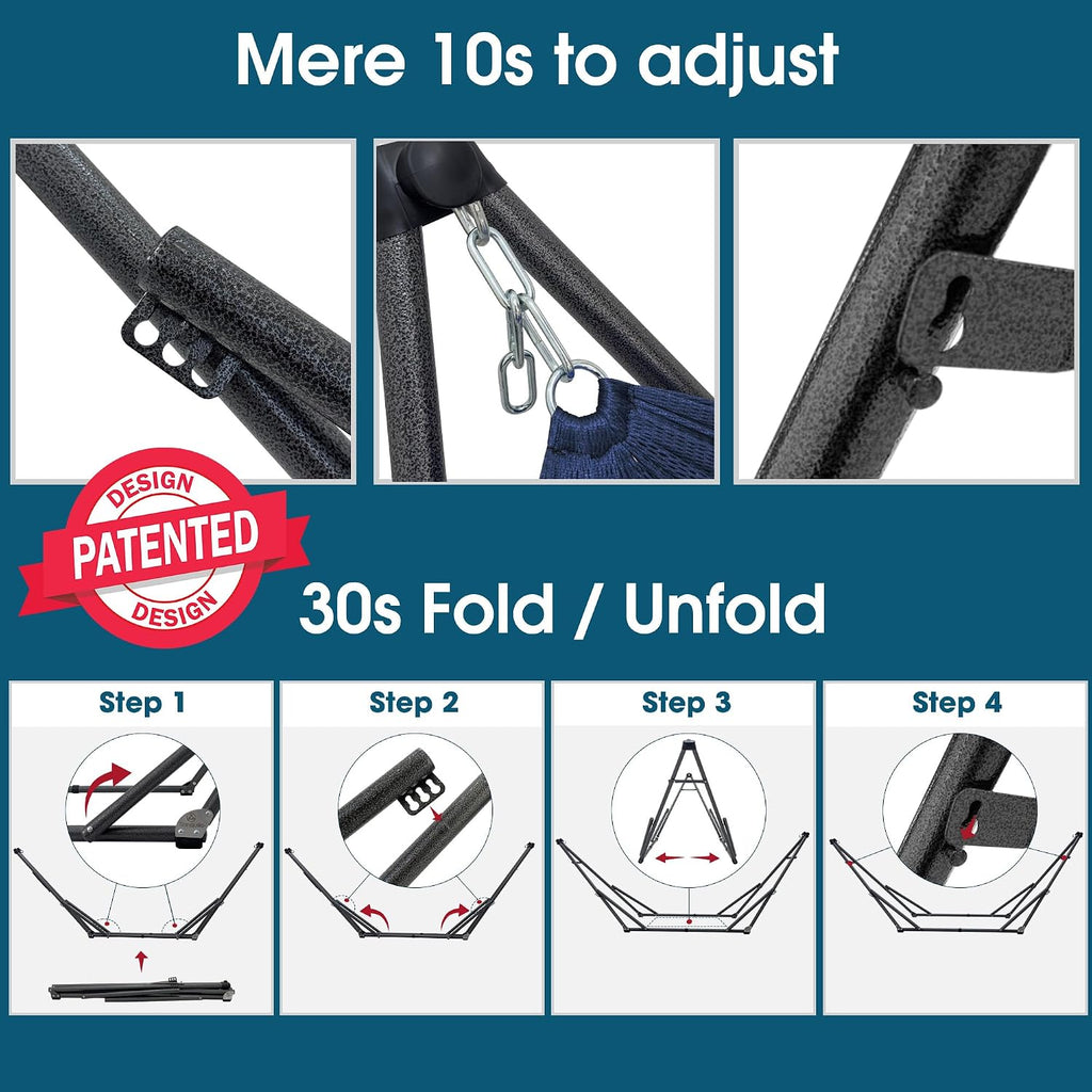 Tranquillo Hammock Stand, Premium Pre-Assembled for Indoor Outdoor, Aegean