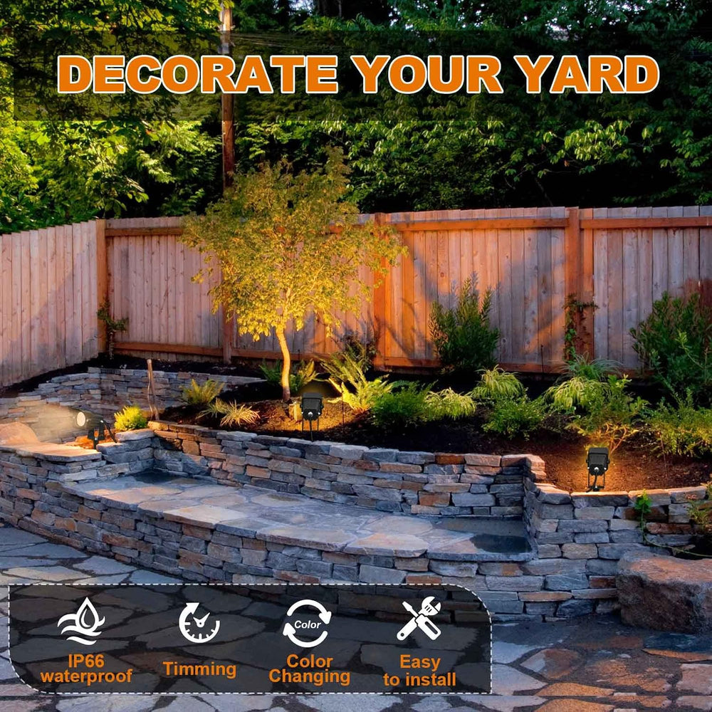 RGB Spot Lights with Timer, Halloween 10W 120V Color Changing Outdoor Metal C...