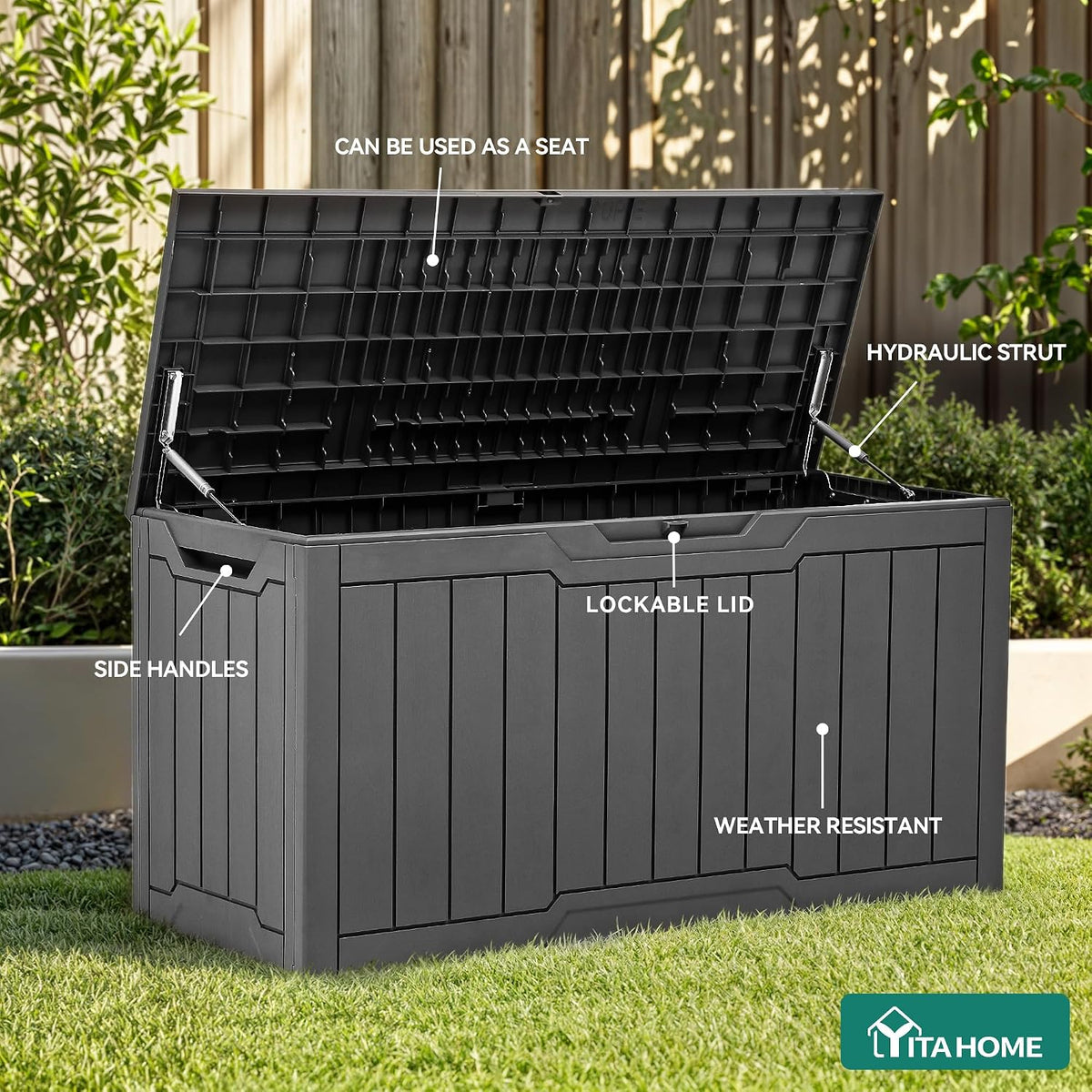 YITAHOME 80 Gallon Resin Deck Box