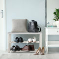 Simple Houseware Wooden Top Shoe Rack Bench for Entryway, White