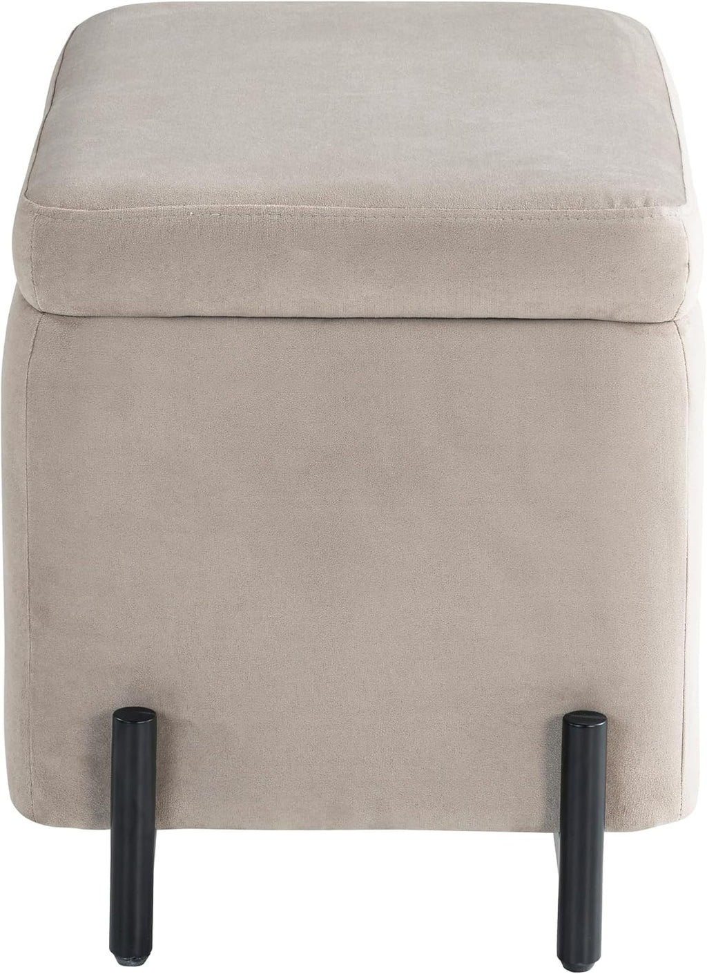 Studio Living® Connor 24" Small Storage Ottoman, Modern Boho, Matte Black Metal Legs, Velvet Fabric, Taupe