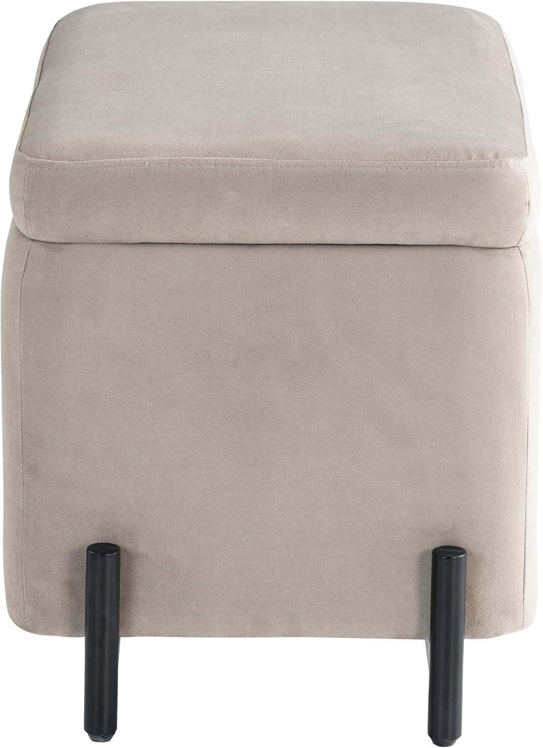 Studio Living® Connor 24" Small Storage Ottoman, Modern Boho, Matte Black Metal Legs, Velvet Fabric, Taupe