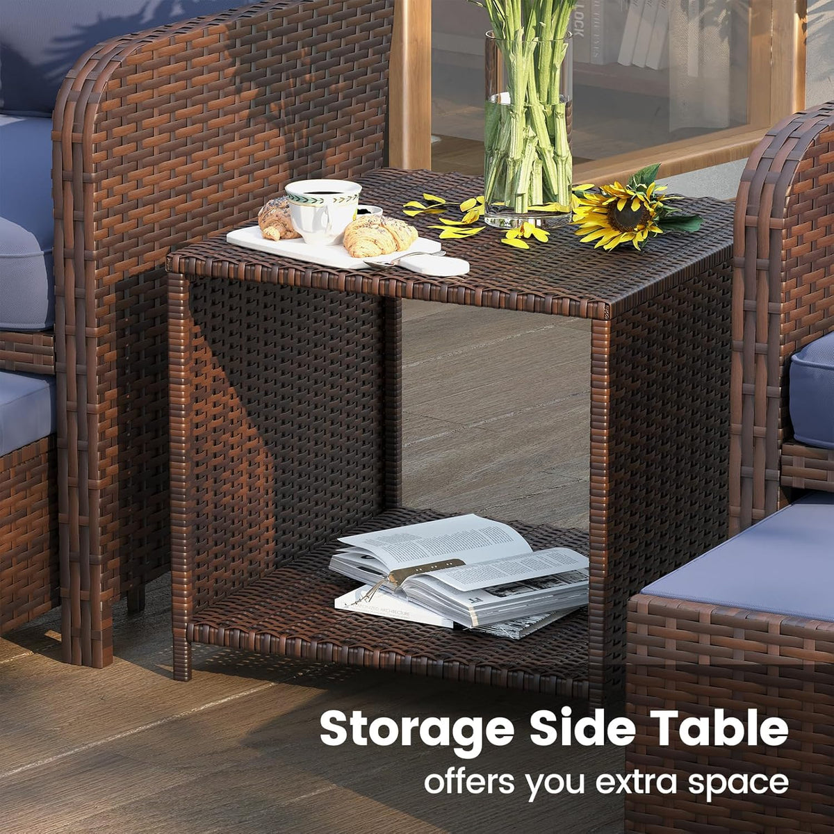 UDPATIO Balcony Furniture, Space-Saving Patio Chairs with Ottoman