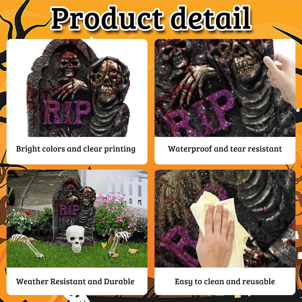 10 Styles Halloween Large Tombstone Gravestones Yard Stakes Decorations 17IN ...