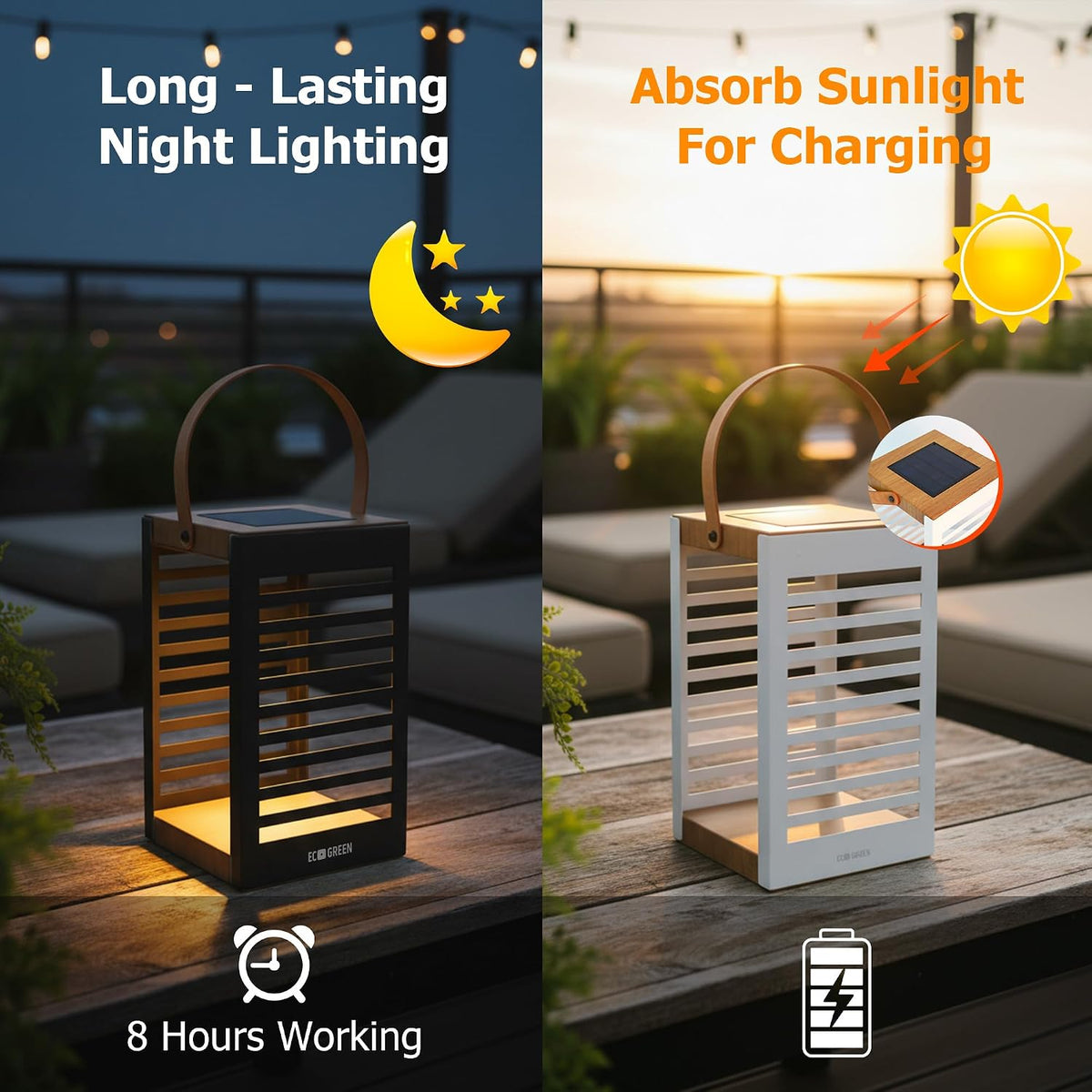 EcoGreen Solar Floor Lamp, Solar Lanterns Outdoor Waterproof for Yard