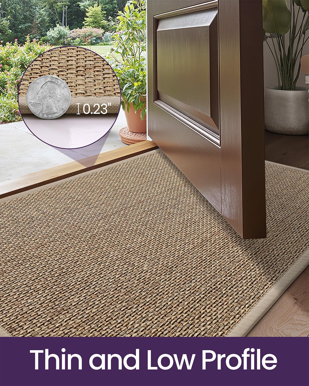 DEXI Ultra Thin Indoor Door Mat 36x56, Entrance Doormats, Beige