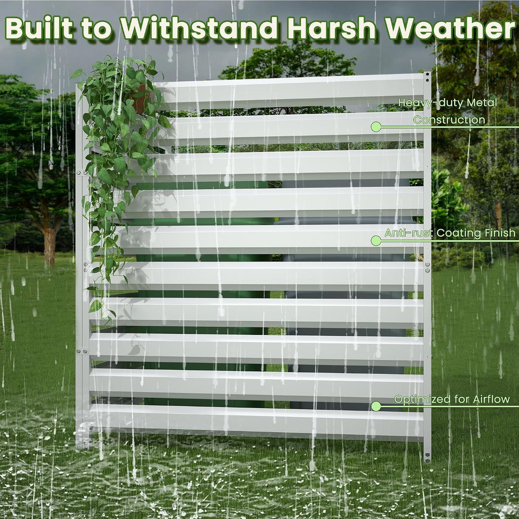 Metal Privacy Fence Screen, 42" H×38" W (3 Panels) No-Dig Air Conditioner Fence, Rustproof Trash Can Hider, Pool Equipment Enclosure for Decorative Garden, Patio, Backyard-White