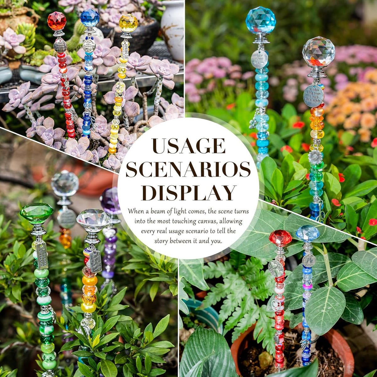 513Pcs DIY Beaded Garden Stakes, Fairy Wand Kit with 18 Threaded Rod