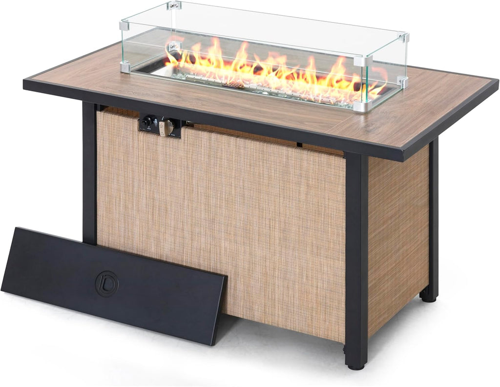Nuu Garden Tempered Glass Wind Guard for Rectangular Fire Pit Table 29 x 10 x 6 Inch Durable Transparent Flame Shield with Aluminum Alloy Brackets