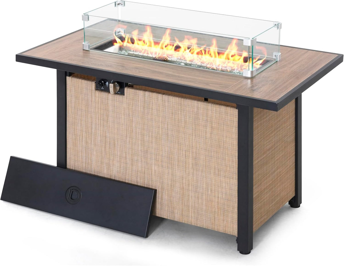 Nuu Garden Tempered Glass Wind Guard for Rectangular Fire Pit Table 29 x 10 x 6 Inch Durable Transparent Flame Shield with Aluminum Alloy Brackets