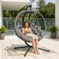 Kullavik Hanging Egg Chair Outdoor with Stand, Wicker Patio Swing Chair