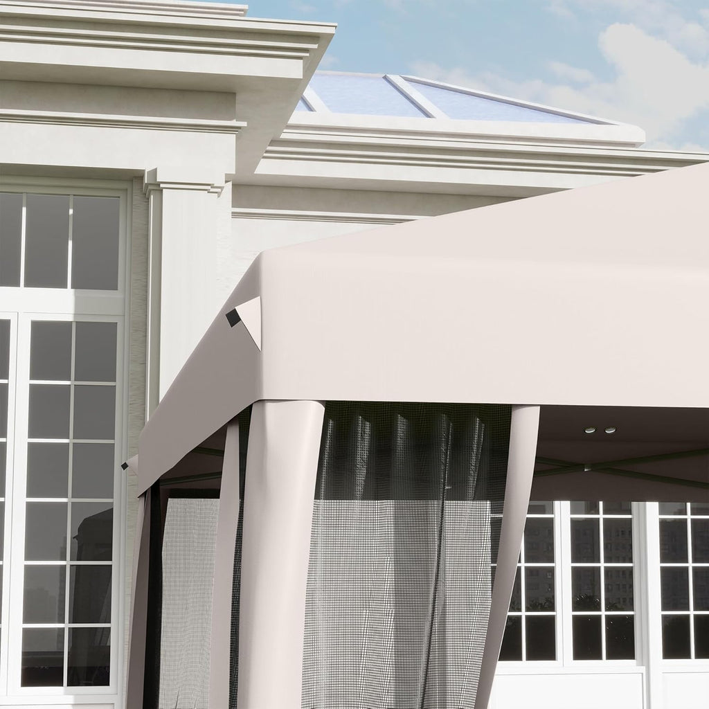 Outsunny 10' x 10' Pop Up Canopy Tent with Netting Carry Bag Beige